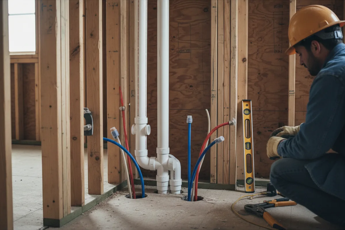 Drain and supply rough-in during Drain Cleaning in Wheeling